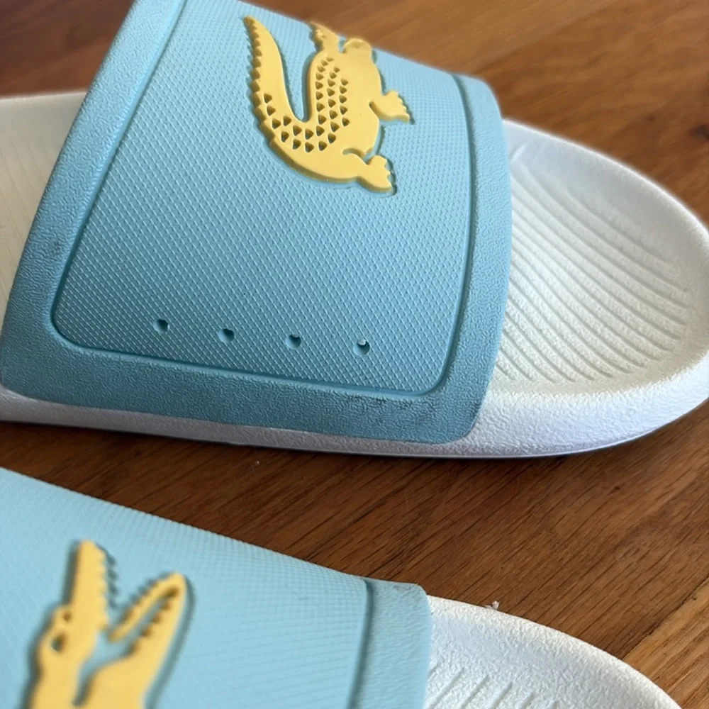 Lacoste Croco Slide Sandals Turquoise light blue size 9 - Picture 5 of 7